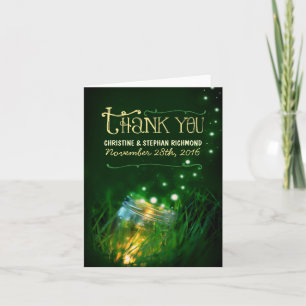 Lights mason jar dreamy wedding thank you card