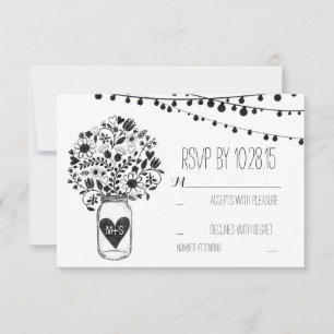 Lights mason jar white wedding RSVP cards