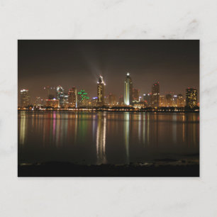Lights Nights City Harbour View San Diego Postcard