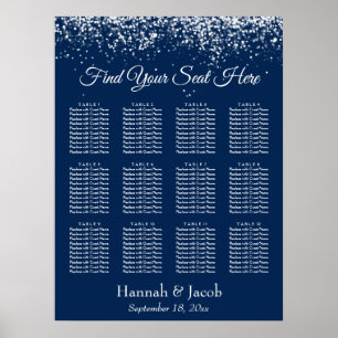 Lights on Navy Blue Reception Seating Chart