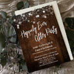 Lights on Wood Happily Ever After Party Reception Invitation<br><div class="desc">The background of this rustic, festive piece features an image depicting a brown wooden wall. In a modern, casual handwriting script font, I've created a graphic depicting "Happily Ever After Party". In the same distinctive font, the word "Love" appears on the back. All other text is fully-editable; please feel free...</div>