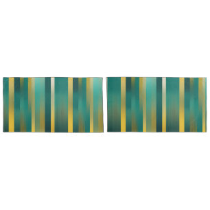 Lights on Yellow & Green Stripes AI art Pillowcase