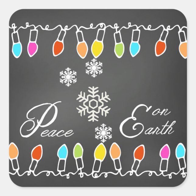 Lights Peace on Earth Christmas Holiday Stickers (Front)