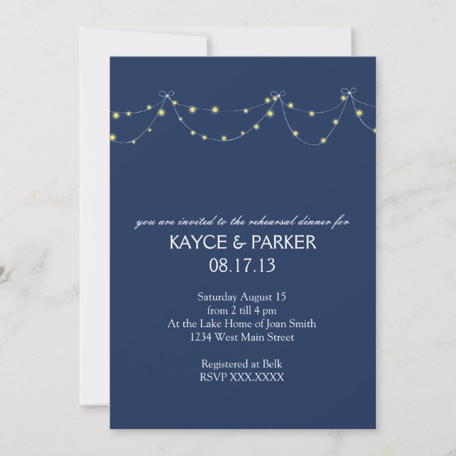Lights Rehearsal Dinner Invitation (Front)