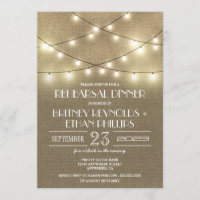Lights+ Rustic Burlap Rehearsal Dinner Invitations