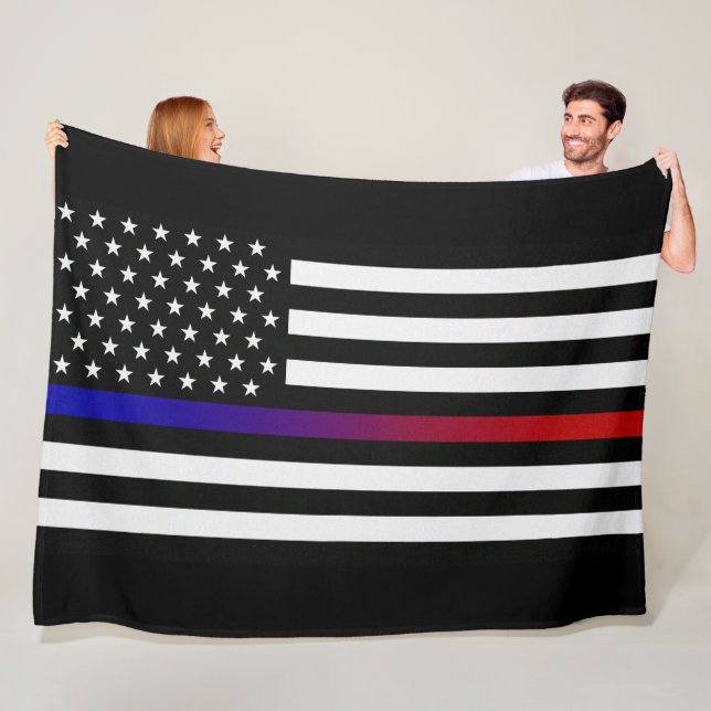 Lights & Siren Thin Line Flag Fleece Blanket (In Situ)