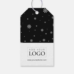 Lights & Snow Black Merry Christmas Business Logo Gift Tags