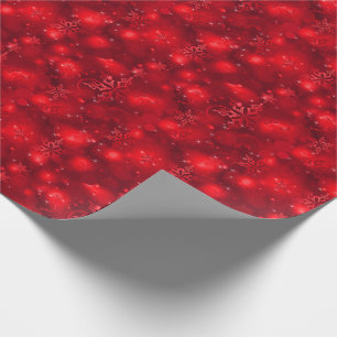 Lights & Snowflakes, Red - Christmas Wrapping Paper