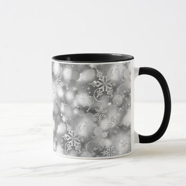 Lights & Snowflakes, Silver - Christmas Mug (Right)