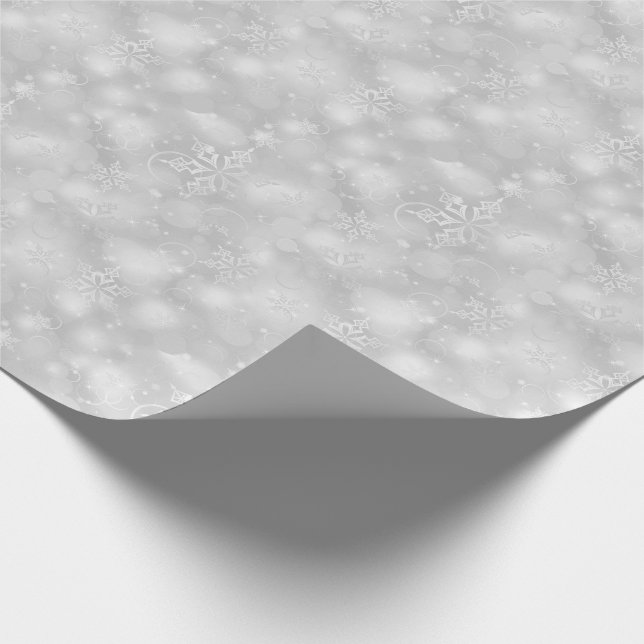 Lights & Snowflakes, Silver - Christmas Wrapping Paper (Corner)