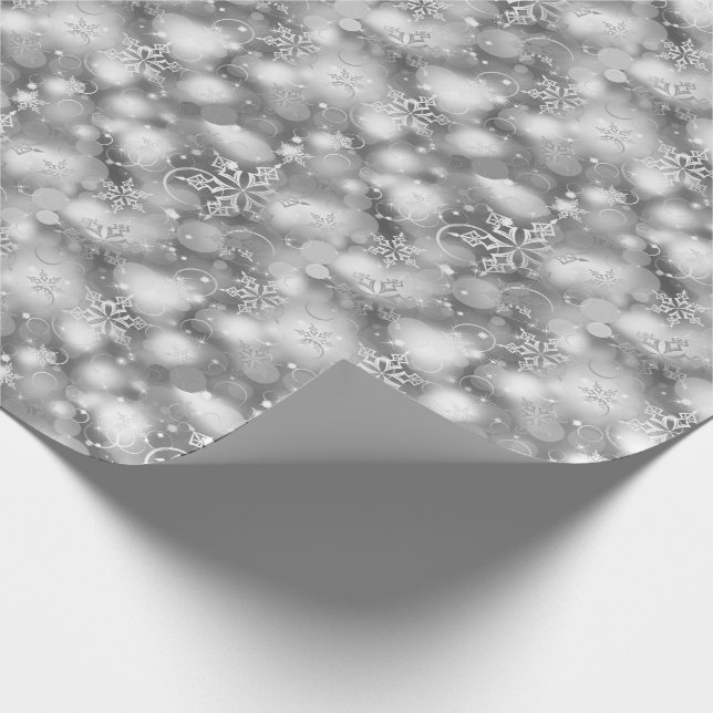 Lights & Snowflakes, Silver - Christmas Wrapping Paper (Corner)