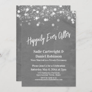 Lights Texture Happily Ever After Reception Grey Invitation