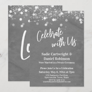 Lights Textured Celebrate with Us Grey Reception Invitation