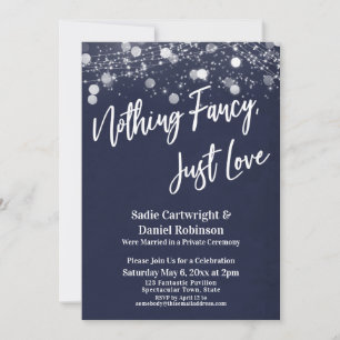 Lights Textured Nothing Fancy Just Love Navy Invitation