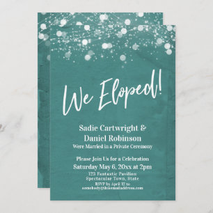 Lights Textured We Eloped Teal Reception-Only Invitation