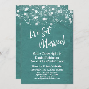 Lights Textured We Got Married Teal Reception-Only Invitation