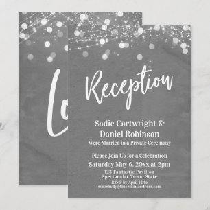 Lights Textured Wedding Reception-Only Grey Invitation