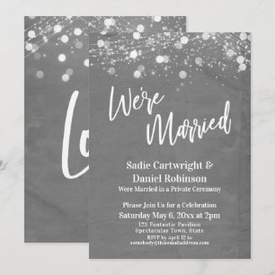 Lights Textured We're Married Grey Reception Invitation