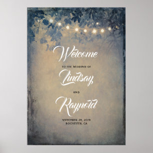 Lights Tree Branches Wedding Welcome Sign