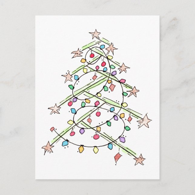 "Lights Tree" Christmas Postcard (Front)