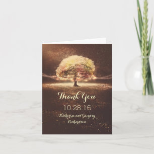 Lights Tree Fall Wedding Thank You Cards