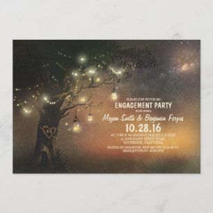 Lights Tree & Mason Jars Rustic Engagement Party Invitation