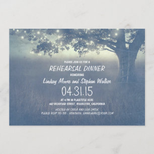lights tree rustic rehearsal dinner invitation