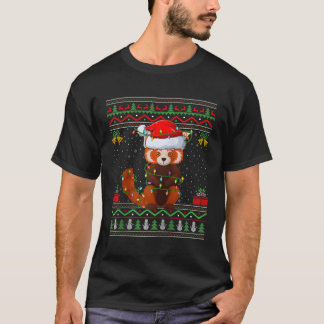 Lights Ugly Style Santa Red Panda Baseball T-Shirt
