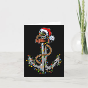 Lights Xmas Santa Boating Sailing Anchor Christmas Card