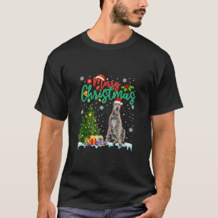 Lights Xmas Tree Santa Irish Wolfhound Dog Christm T-Shirt