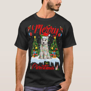 Lights Xmas Tree Santa Siberian Husky Dog Christma T-Shirt