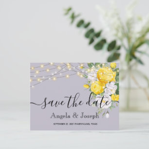 lights Yellow Floral Save the Date Announcement Postcard