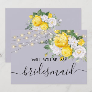 lights Yellow Floral will be my bridesmaid Invitation