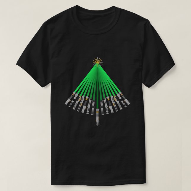 LightSaber Christmas Tree Sticker T-Shirt (Design Front)