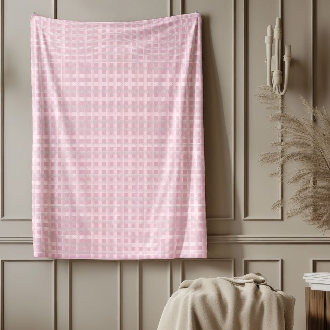 Lightweight Pink Plaid Chequered Everyday Use Fleece Blanket (Lightweight Pink Plaid Checkered Everyday Use Fleece Blanket)