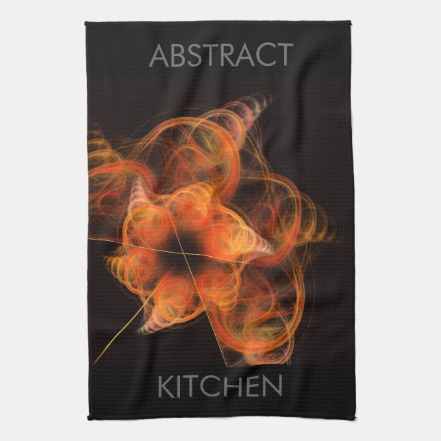 Lightworks Abstract Art Fractal of Fiery Energy Tea Towel (Vertical)