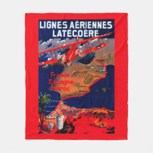 Lignes Aeriennes Latecoere Vintage Poster Fleece Blanket