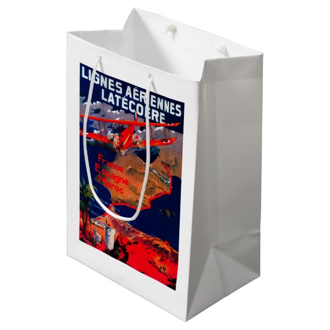 Lignes Aeriennes Latecoere Vintage Poster Medium Gift Bag (Front Angled)