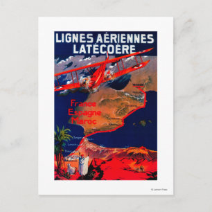 Lignes Aeriennes Latecoere Vintage Poster Postcard