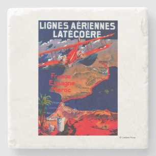Lignes Aeriennes Latecoere Vintage Poster Stone Coaster