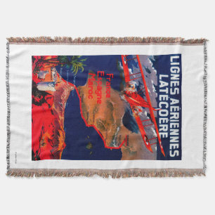 Lignes Aeriennes Latecoere Vintage Poster Throw Blanket