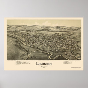 Ligonier, PA Panoramic Map - 1900 Poster
