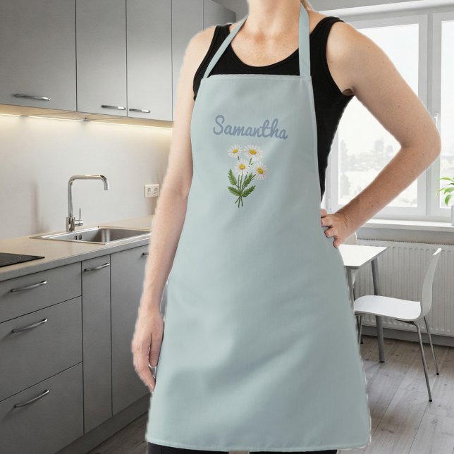 ligth blue Apron for Women with Daisies (Creator Uploaded)