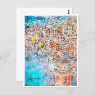 Liguria Italy Travel Place Watercolor Postcard