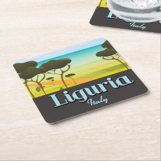 Liguria Italytravel poster Square Paper Coaster