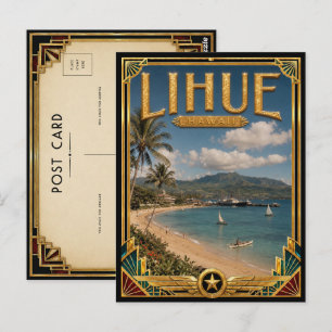 Lihue Hawaii Vintage Art Deco Golden Age Postcard