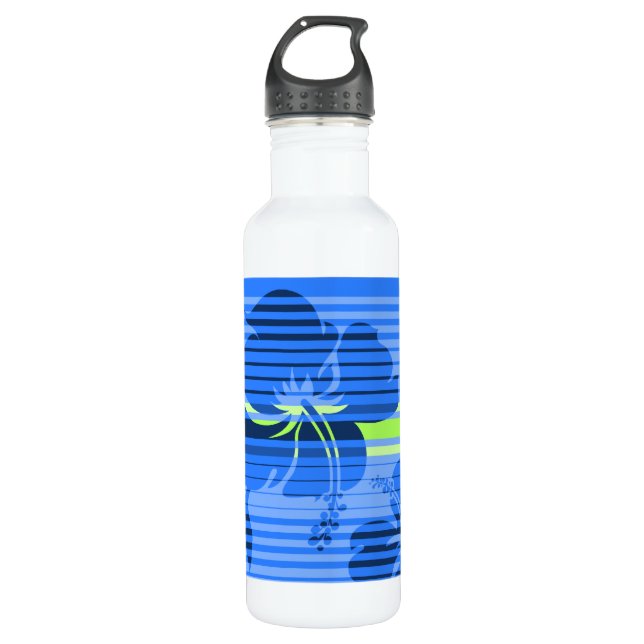 Lihue Hibiscus Stripe Hawaiian 710 Ml Water Bottle (Front)