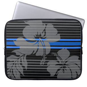 Lihue Hibiscus Stripe Hawaiian Neoprene Wetsuit Laptop Sleeve