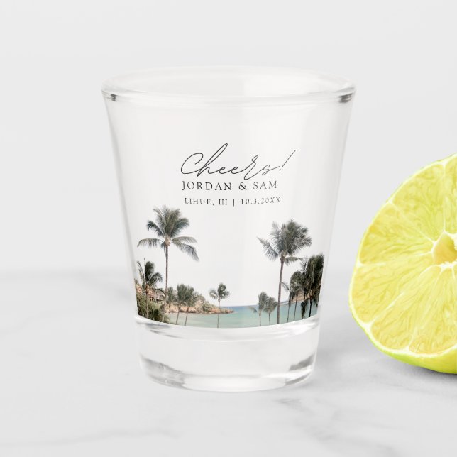 Lihue Kauai Photo Wedding Favour Cheers Shot Glass (Front)