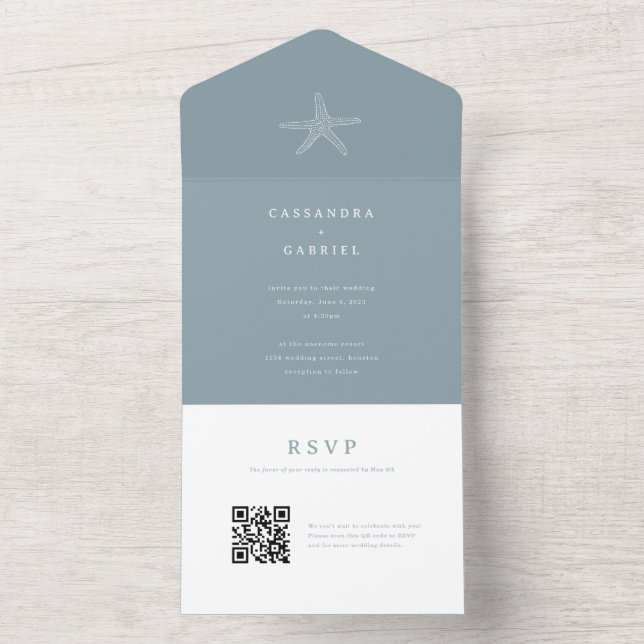 Lihue Wedding Invitation with QR Code RSVP (Inside)